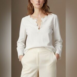 NWT Trina Turk $250 retail white beautiful Cotton blouse. Size M.